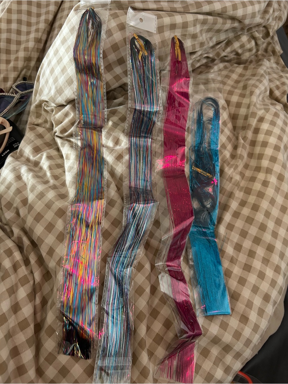Hair Tinsel Strips for Kids - Multi & Pink & Blue